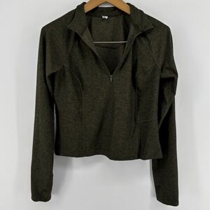 Old Navy Active Go-Dry Cloud+ Cropped Quarter-Zip Top Women's L Tall Green